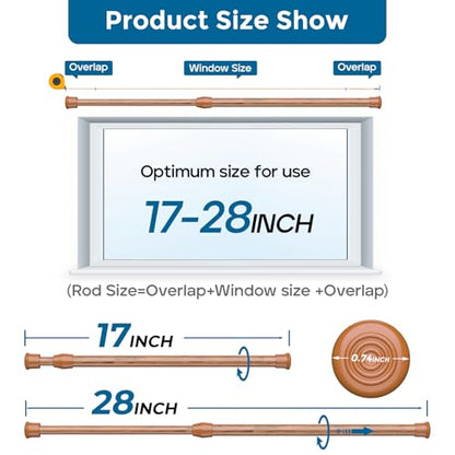 Spring Tension Curtain Rods Short Tension Rod (Wood, 16" to 28"-2Pcs, Optimum Scope of Application 16 to 24 inch, Can't Hang Heavy Curtains) - color: Wood, size: 16" to 28"-2Pcs