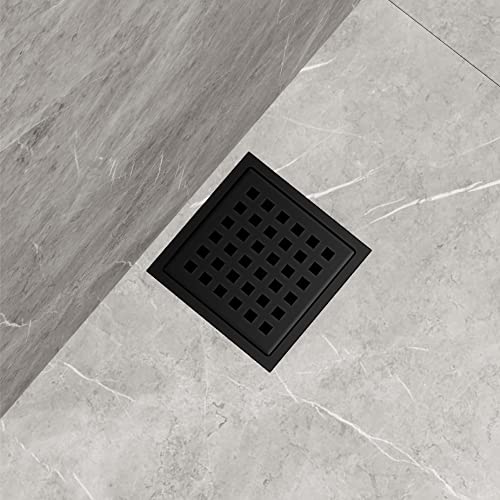 VIGO Elan 4.38 in. W x 4.38 in. L Square Shower Drain in Matte Black - VG07004MB - color: Matte Black, size: 4 in.