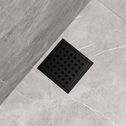 VIGO Elan 4.38 in. W x 4.38 in. L Square Shower Drain in Matte Black - VG07004MB - color: Matte Black, size: 4 in.