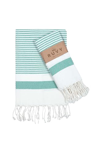 Ruvy Home Basics Turkish Hand Towels for Bathroom Set of 4 | 18"x40", Cotton | Decorative Towel for Bathroom, Kitchen, Dishcloth, Tea, Yoga, Face, Gym - Green - color: Green, size: Modern - 4 Pack