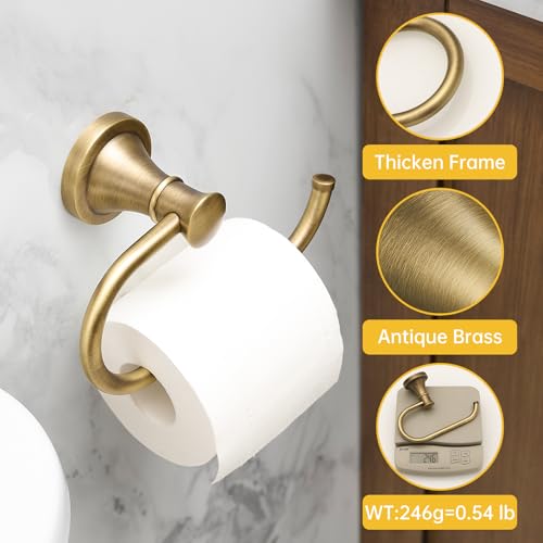 Toilet Paper Holder Wall Mounted Bathroom Tissue Holder Antique Brass | Pivoting Tissue Roll Holder, High Quality Stainless Steel Hand Towel Ring Rustproof, Bathroom Accessories,Toilet Storage - color: Antique Brass