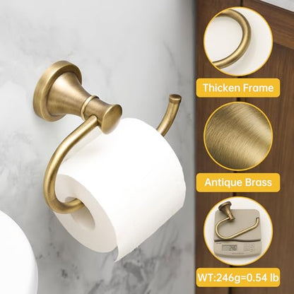 Toilet Paper Holder Wall Mounted Bathroom Tissue Holder Antique Brass | Pivoting Tissue Roll Holder, High Quality Stainless Steel Hand Towel Ring Rustproof, Bathroom Accessories,Toilet Storage - color: Antique Brass