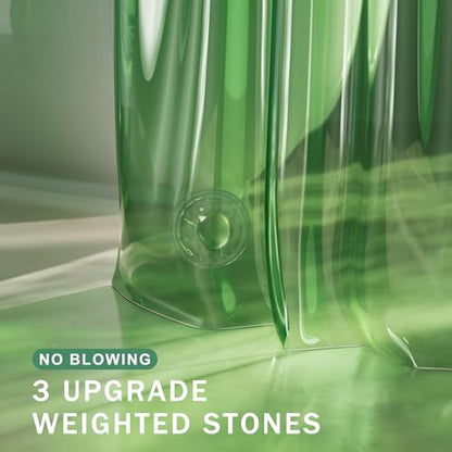 AmazerBath Shower Curtain Liner for Summer, 100% EVA Clear Green Heavy Duty Luxury Shower Curtain and Liner 2-in-1, 72x72 Plastic Weighted Shower Liner, 12 Rustproof Grommets & 3 Heavyweight Stones - color: Rainbow Emerald, size: 72"W x 72"L (Pack of 1)