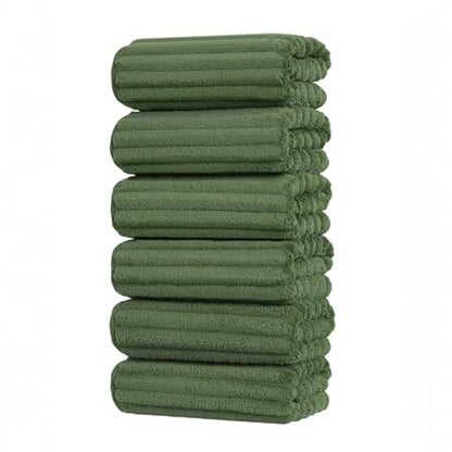 ZVH Hand Towels for Bathroom 6pcs 14X29.5inch,Quick Dry Microfiber,Super Soft,Hand Towels with Hanging Loops for Spa,Kitchen,Hotel (Avocado Green, Set of 6) - color: Avocado Green
