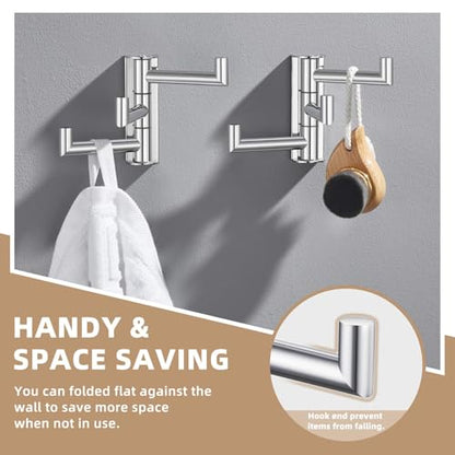 Suyar Swivel Towel Hook Polished Chrome, Bathroom Robe Holder with 3 Arms | 2 Pack, SUS304 Stainless Steel, Wall Mounted - color: Polished Chrome, size: 2 Pack