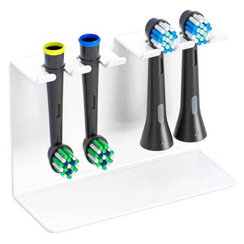 Electric Toothbrush Head Holder, Oukimly Toothbrush Holder Wall Mounted or Desktop, Metal Tooth Brush Holder, Shower Brush Head Holder, Electric Toothbrush Holder for Bathroom (White, Large) - color: White, size: Large