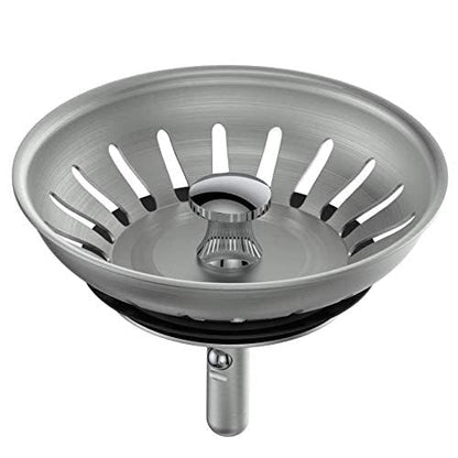 KANARY Stainless Steel Sink Strainer with Rubber Stopper(Single, Stainless Steel) - color: Chrome, size: Twin