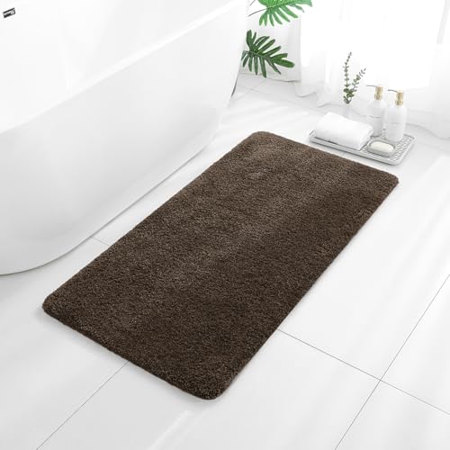 Brown Bathroom Rugs 24"x48" – Long Plush Non-Slip Bath Mat, Absorbent & Washable Microfiber Runner Rug – Perfect for Tub, Sink, or Washroom - color: Brown, size: 2' x 4' (Rectangular)