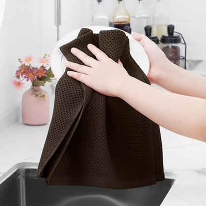 Homaxy 100% Cotton Waffle Weave Kitchen Towels, 10-Pack, Dark Brown | Ultra Soft Absorbent Dish Towels, Quick Drying Cleaning Towels, 13 x 28 Inches - color: Dark Brown, size: 13 x 28 - 10 Pack