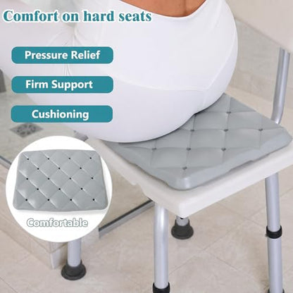 Shower Chair Cushion Waterproof, Non Slip Bath and Shower Bench Seat Pad | Bathtub seat cushion for walk-in tubs and seated bathing, with closed-cell foam, drain holes, firm support and grippy texture