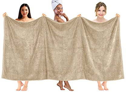 DAN RIVER Pack of 1 Oversized Bath Sheet, 40 x 80 Inches, Tan | 100% Cotton Jumbo Bath Towel with Extra Large Coverage, Lightweight Feel, Super Soft & Quick Dry - color: Tan, size: 40x80" Oversized Bath Sheet