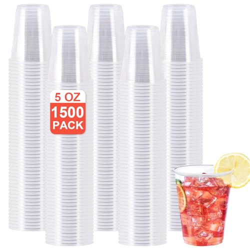 SIUQ 1500 Pack 5 oz Clear Plastic Cups, Disposable Mouthwash Cups | Plastic Cups 5 Ounce, Cold Party Drinking Cup for Party, Picnic, BBQ, Travel, Events and Everyday Use - style: 5 oz-1500pack