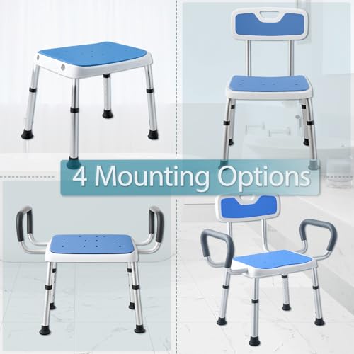 Plus Size Extra Wide Shower Chair for Elderly and Disabled, Anti-Slip Pads | Plus Size Shower Chair for Seniors, Half-assembled, Easy & Quick to Install, Big & Tall Person, 150kg Weight Capacity