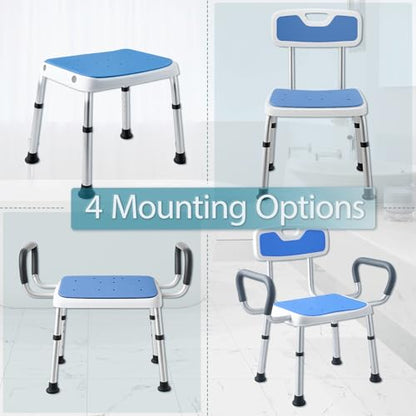Plus Size Extra Wide Shower Chair for Elderly and Disabled, Anti-Slip Pads | Plus Size Shower Chair for Seniors, Half-assembled, Easy & Quick to Install, Big & Tall Person, 150kg Weight Capacity
