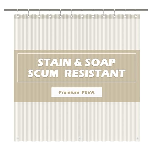 EHZNZIE Cream Shower Curtain Liner 72x72, PEVA Waterproof Bath Curtain, No Chemical Smell, 3 Weighted Magnets, Durable with Rustproof Metal Grommets - color: Cream, size: 72"W x 72"L (Pack of 1)