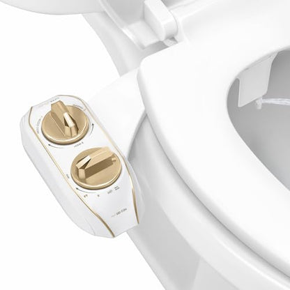 LUXE Bidet NEO 185 PLUS - Patented Bidet Attachment for Toilet, Gold | Non-Electric, Dual Nozzle, Slide-In Install, 360° Self-Clean, EZ-Lift to Clean, Feminine & Rear Wash - color: Gold