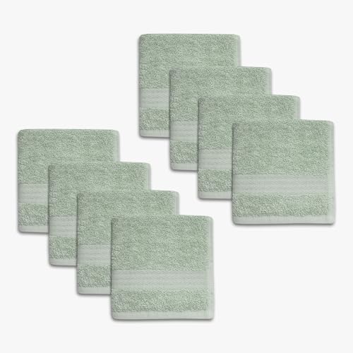 1888 Mills 8 Pack Premium Washcloth Set, True Classics Premium Cotton Blend, Super Soft and Highly Absorbent Washcloths for Bathroom, Hotels, Spa and Gym, Green - color: Green, size: Wash Cloth (Pack of 8)