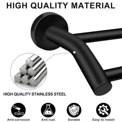MGahyi Black Telescopic Double Towel Bar Wall Mount 14.5-24.8Inch | Rustproof Towel Rack with Widened Spacing, Scratch-resistant & Durable for Bathroom Kitchen RV - color: Black