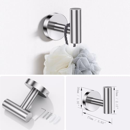 Lairuier Bathroom Hardware Set, 4-pieceTowel Holder Set Include Toilet Paper Holder,Towel Ring and 2 Towel Hooks Stainless Steel Wall Mounted Bathroom Hardware Accessories Set (Brushed Finish) - color: Brushed Nickel, size: Set A