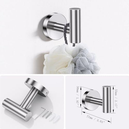 Lairuier Bathroom Hardware Set, 4-pieceTowel Holder Set Include Toilet Paper Holder,Towel Ring and 2 Towel Hooks Stainless Steel Wall Mounted Bathroom Hardware Accessories Set (Brushed Finish) - color: Brushed Nickel, size: Set A