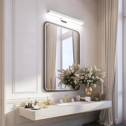 Ralbay 31.5inch Brushed Nickel Vanity Light with 5 Color Temperature (2700K-6000K) Dimmable Acrylic Metal 30W LED Modern Bathroom Light Fixtures - color: Brushed Nickel, size: 32 inch