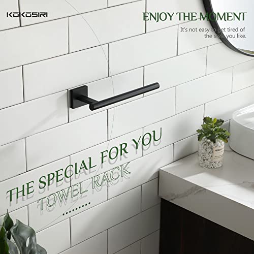 KOKOSIRI Towel Bar Matte Black Bathroom Hardware Hand Towel Rails Wall Mounted Kitchen Toilet Cabinet Paper Holder 2 Pack, Stainless Steel B3008BK-P2 - color: Matte Black, size: 2 Pack