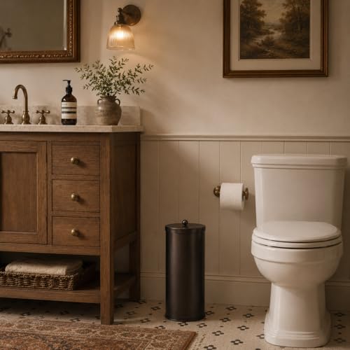 [2023 Upgraded Version] HUJI Rust Resistant Stainless Steel Toilet Paper Roll Canister Holder w/Removable Base for Bathroom Storage (1 Pack, Toilet Paper Canister) (Bronze) - color: Bronze