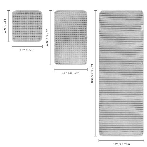 POLYTE 430 GSM Poly Blend Microfiber Quick Dry Waffle Bath Towel Set of 6 | 2-Body Towels, 2-Hand Towels, 2-Wash cloths, Oversize, Lint Free - color: Light Gray/Black