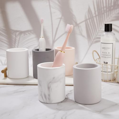 Drying Stone Toothbrush Holder, Diatomite Toothbrush Holders for Bathroom Counter, Quick Drying Electric Toothbrush and Toothpaste Holder Bathroom Organizer, Marble White - color: Marble White