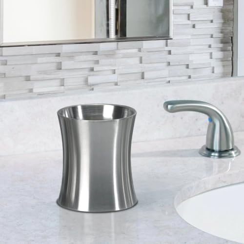 Toothbrush Holder, Bathroom Tumbler Cup, Stainless Steel Rinse Cup, Brushed Finish Decorative Vanity Organizer for Makeup Brushes, Lipsticks, Cotton Swabs