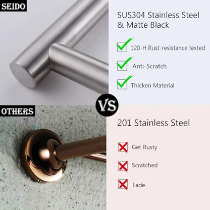 SEIDO 24" Brushed Nickel Towel Bar for Bathroom Wall, Kitchen Towel Holder w/No-Assembly Design, SUS 304 Stainless Steel Towel Rack Rod with 21" Hanging Length, Heavy Duty, Complete Mounting Kit - color: Brushed Nickel, size: 24 Inch