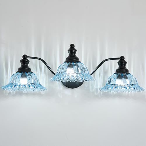 XIEDUN Blue and Black 3 Light Vanity Light Bathroom Vanity Light Fixture - color: Black and Blue, size: 3 Light