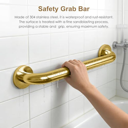 Grab Bar Bundle Gold for Commercial Residential Restrooms - ADA Compliance - 304 Stainless Steel -1.5" Diameter - 18", 36", 42" - Pack of 3 - color: Gold