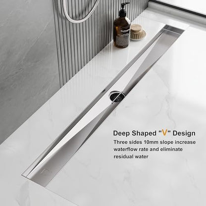 Neodrain 24-Inch Brushed Linear Shower Drain with Brick Pattern Grate | 304 Stainless Steel,Durable Bathroom Floor Drain,Rectangle Linear Drain with Hair Strainer & Adjustable Feet,CUPC certified - color: Stainless, size: 24 In