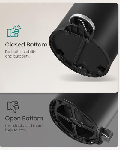 SONGMICS Bathroom Trash Can, 1.6 Gallon (6 L) Small Toilet Garbage Bin with Lid, Soft-Close, Stainless Steel, Pedal, Inner Bucket, Bedroom, Ink Black ULTB016BZ01 - color: Ink Black