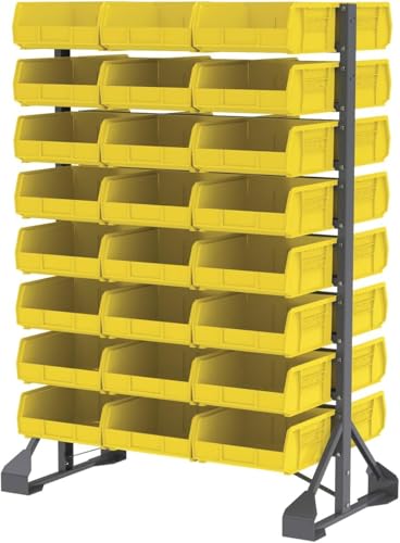 Akro-Mils 30235 AkroBins Plastic Storage Bins, 11"x11"x5", Yellow, 6-Pack | Space-Saving Stackable Bins for Garage, Pantry, Craft Organization - color: Yellow