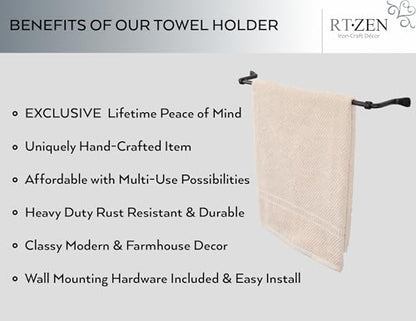 Farmhouse Bathroom Towel Holder Wall Mount, Matte Black Decoration | Wrought Iron Metal Towel Bar Rod, Handmade Home Decor Kitchen Hanger Organizer (17'' - Fits 14.5 Inch Towels) - size: Medium, style: Axe