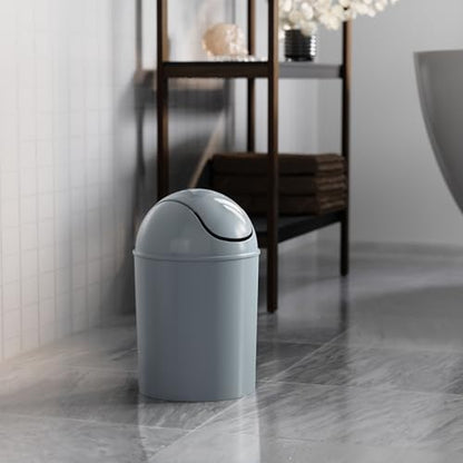 Umbra 1.25 Gallon Mini Waste Can with Removable Swing-Top Lid - Small Garbage Bin for Kitchen, Bathroom, Bedroom, Office - Compact Trash Can Fit Under Tables & Counters - Steel Blue - color: Steel Blue