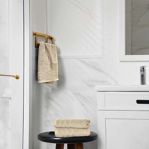 6 Piece Hand Towels Set 16 x 28 Inches, Beige | 100% Cotton, Lighter Weight, Quick to Dry, 16 x 28 Inches, Super Soft & Absorbent, Perfect for Bathroom & Kitchen - color: Beige
