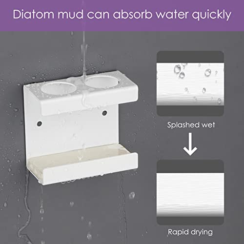 Electric Toothbrush Holder Wall Mount 2-Slot, White | Adhesive or Wall Screws Install, Stainless Steel, Fits Handles Under 1.38 in Diameter - color: White, size: 2-Slot