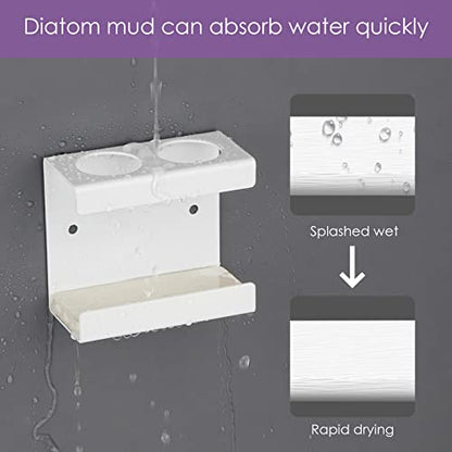 Electric Toothbrush Holder Wall Mount 2-Slot, White | Adhesive or Wall Screws Install, Stainless Steel, Fits Handles Under 1.38 in Diameter - color: White, size: 2-Slot