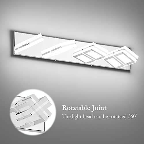 Ralbay Modern LED Bathroom Vanity Lights 4 Lights Up and Down Modern Chrome Bathoom Wall Lighting Over Mirror Rotatable Acrylic Stainless Steel Chrome Vanity Lights - color: Chrome, size: 4 Light
