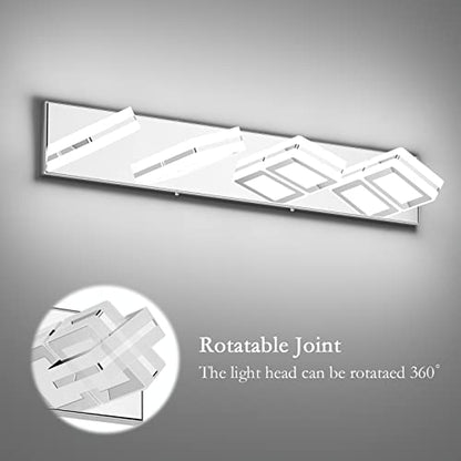 Ralbay Modern LED Bathroom Vanity Lights 4 Lights Up and Down Modern Chrome Bathoom Wall Lighting Over Mirror Rotatable Acrylic Stainless Steel Chrome Vanity Lights - color: Chrome, size: 4 Light