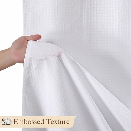 Aiyufeng White Shower Curtains for Bathroom，Dot Like Embossed Textured Waterproof Soft Polyester Cloth Shower Curtain，Hotel Spa Machine Washable，72Wx72L - color: White, size: 72"W x 72"L (Pack of 1)