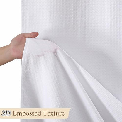 Aiyufeng White Shower Curtains for Bathroom，Dot Like Embossed Textured Waterproof Soft Polyester Cloth Shower Curtain，Hotel Spa Machine Washable，72Wx72L - color: White, size: 72"W x 72"L (Pack of 1)
