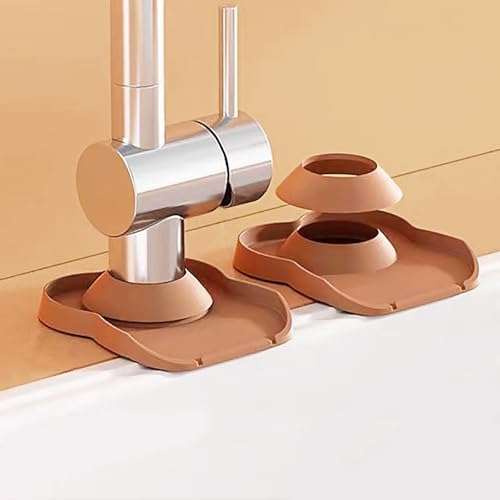 Silicone Faucet Mat for Kitchen Tap Compact Sink Splash Guard Protectors Behind Draining,Brown 2PCS - color: BrownX2