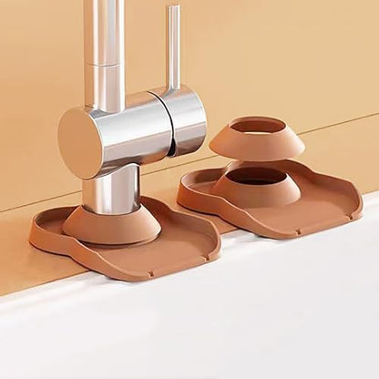 Silicone Faucet Mat for Kitchen Tap Compact Sink Splash Guard Protectors Behind Draining,Brown 2PCS - color: BrownX2