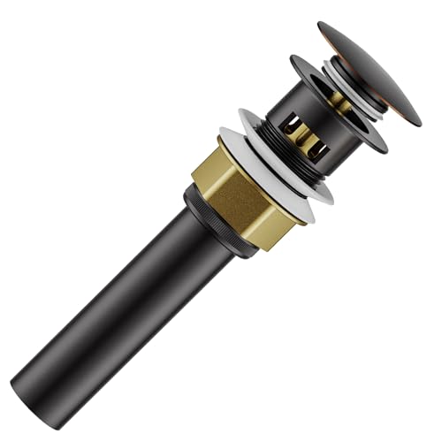 Bathroom Sink Drain with Strainer Basket and Pop-Up Drain Stopper Set (Oil Rubbed Bronze, with Overflow) - color: Oil Rubbed Bronze, size: with Overflow