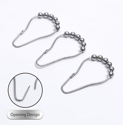 Shower Curtain Hooks, Rust Proof Stainless Steel Hooks for Bathroom Shower Rods, Polished Nickel, 12 Pcs - color: Polished Nickel