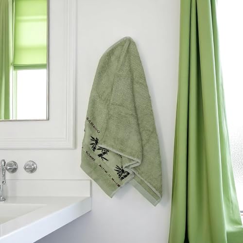 1 Pcs Towels Ink Bamboo Jacquard Bath Towel Microfiber Bamboo Fiber Green 33x74cm